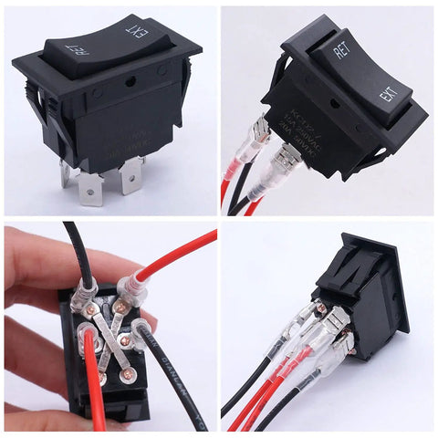 Power Stabilizer Switch For RV Jacks Leveling Momentary Auto Reset Reverse Polarity Rocker Switch 20A 12V DC With Harness