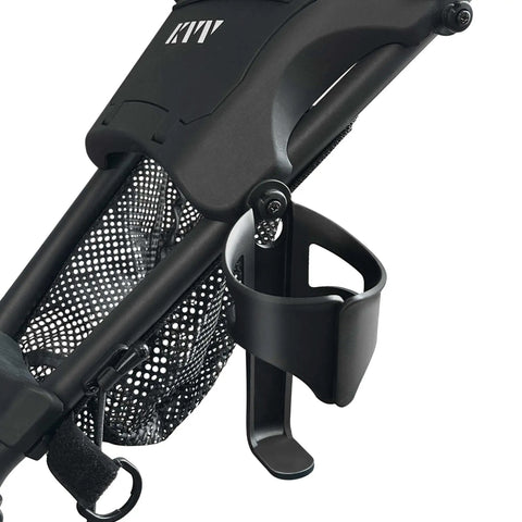 Hand Free Golf Cart Cup Holder For Easy Hydration On The Course Stable Anti Slip Drink Holder attached to a black cart frame