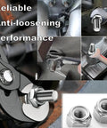 Close-up of tools using 130-Piece SAE Lock Nut Set Stainless Steel 304 A2-70 Includes 6-32 8-32 10-24 10-32 1/4-20