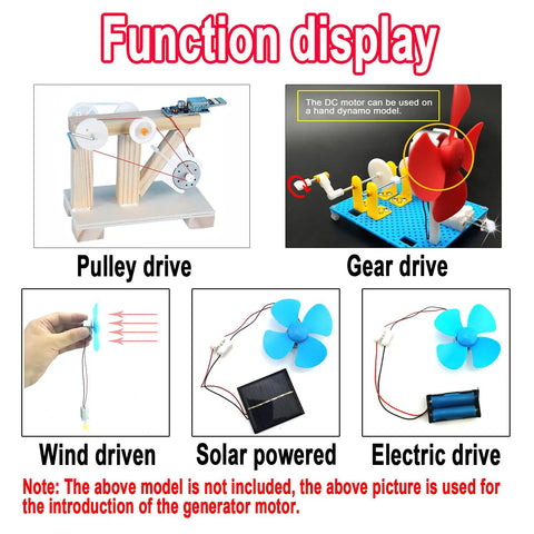 Six Pack Mini Generator Motors Kit For DIY Electronics And School Projects 3V To 12V DC Motors with propellers and display setup
