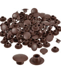 100 Pack Plastic Snap In Screw Hole Plugs 6mm Diameter Flush Shelf Button Caps For Furniture Cabinet Cupboard Dark Brown Durable Fits 5mm Under Head And 11.5mm Cap Diameter Keeps Surfaces Clean And Neat