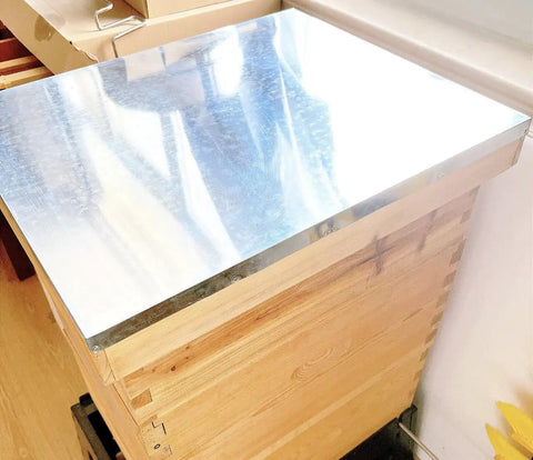 Langstroth Hive Top Cover With Metal Telescoping Lid, Galvanized Steel, Solid Wood Construction, 10 Frame Compatible Beekeeping Top