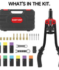 3 In 1 Rivet Nut Tool Kit With 14 Inch Rivet Gun And Six Metric Mandrels M3 M4 M5 M6 M8 M10 Plus Three Metric Bolt Mandrels