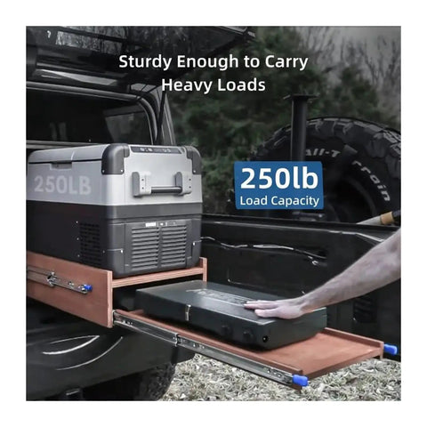 Heavy Duty Locking Drawer Slides Pair With Full Extension Ball Bearing Side Mount Rails, 53mm Wide, 120kg support, 500mm, in use with heavy load