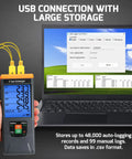 4 Channel Digital K Type Thermocouple Data Logger With 48K Records Pro Grade Temperature Recorder in lab with USB connection