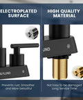 BLYLUND Black Commercial Bar Sink Faucet, Stainless Steel 2 Hole Bar Faucet showing electroplated surface details and quality materials.
