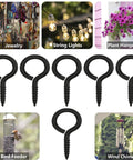 100 Pack 1 Inch Metal Screw Eyes Hooks Self Tapping Eye Rings for hanging jewelry, string lights, plant hangers, and more.