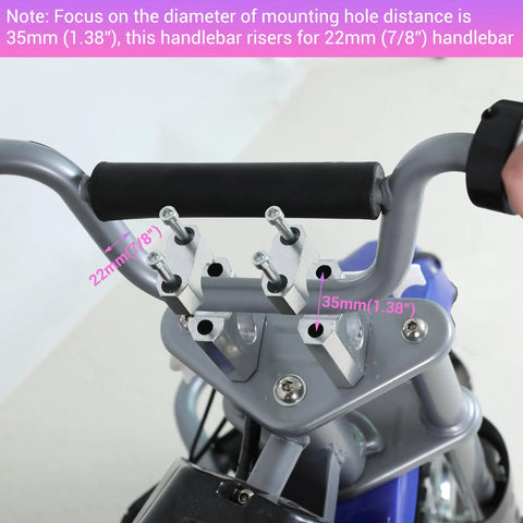 Mini Bike Handlebar Risers Beefy 7 By 8 Inch 22mm Replacement Compatible With Coleman Trailmaster installed on handlebars