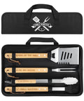 Stainless Steel 4 Piece BBQ Tools Set With Tongs Fork Spatula Brush And Carrying Bag For Grillin Durable Backyard Grillin Gear
