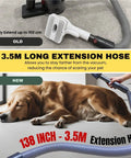 Dog being groomed with Go To Pet Grooming Vacuum Attachment With Extension Hose for V7–V15, hose extended to 3.5m