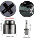 Heavy Duty Scissor Type Car Jack And Socket Converter For Quick Tire Swap, Sleeve Adapter shown with drill attachment
