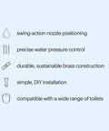 Side Mounted Manual Bidet Attachment With Adjustable Sprayer And Water Pressure features and benefits illustration