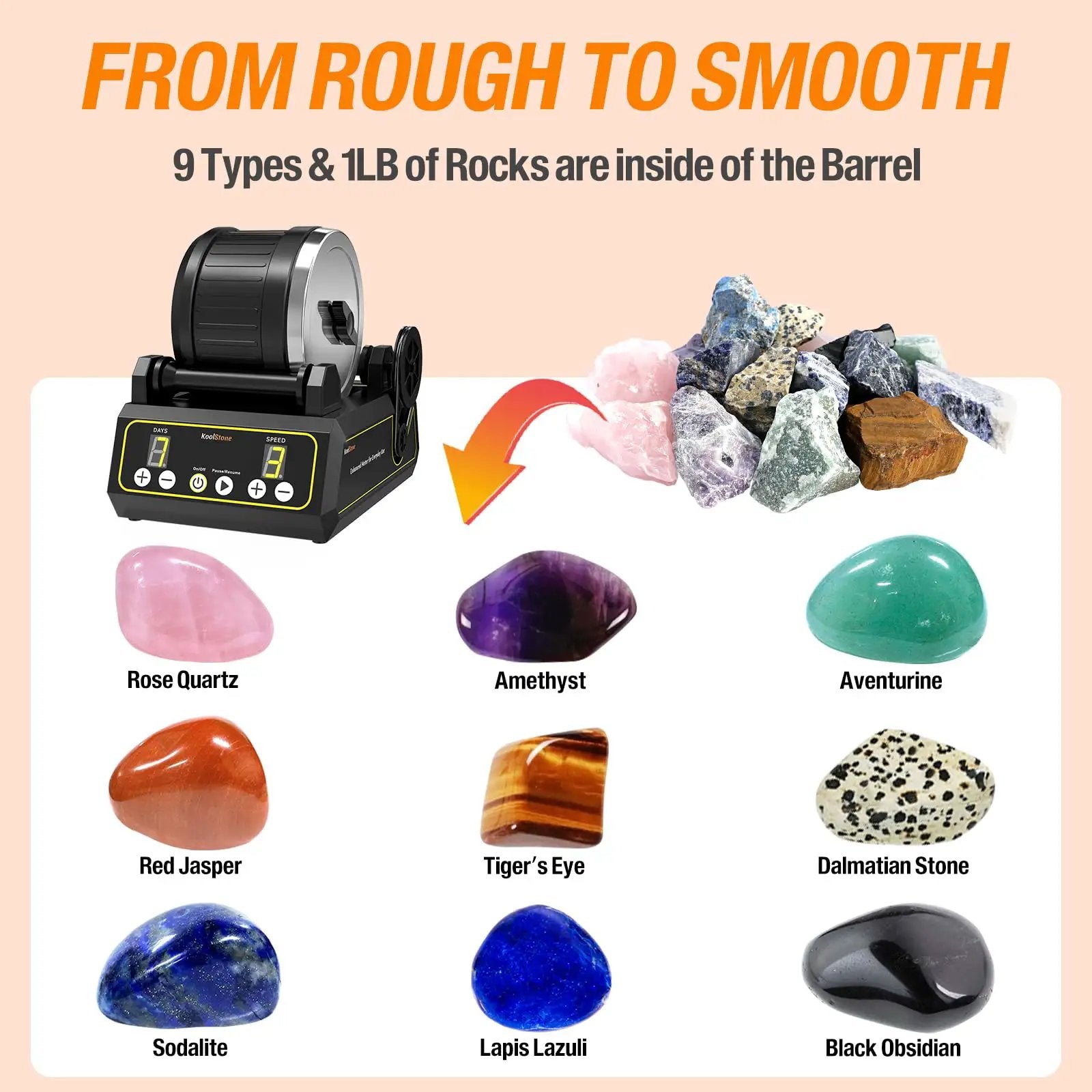 Large 2.5Lb Rotary Rock Tumbler Kit for Adults ✓