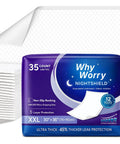 Heavy Duty Overnight Incontinence Bed Pads For Adults, Super Absorbent Leakproof Pee Protection With Lock Down Grip Backing, Next Level Dry Shield For Your Mattress 30 X 36 Inches, 70 Count Pack in packaging with layered pads.