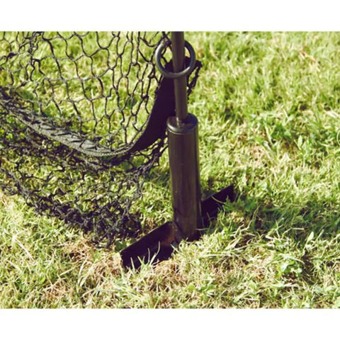 Xtender 36 Ft Batting Cage With Fiberglass Arch Frame And Polyester Netting ground stake securing net on grass