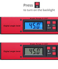 Straight Up Essential for Woodworkers A Hella Precise Digital Angle Finder Gauge Lcd Protractor Spirit Level Meter showing angle readings.