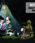 Outdoor Garden Figurine Lights Featuring A Cute Turtle Riding Scooter Solar Powered LED Statue Waterproof For Patio Yard And Lawn Decor Playful Fairy Light Garden Sculpture Gift For Family at night