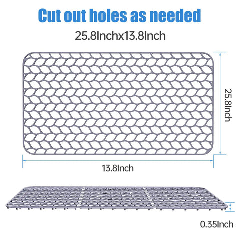 Must Have Premium Silicone Sink Protector Mat For Kitchen Sink Cut To Fit 25.8 Inch By 13.8 Inch With Rear Or Center Drain