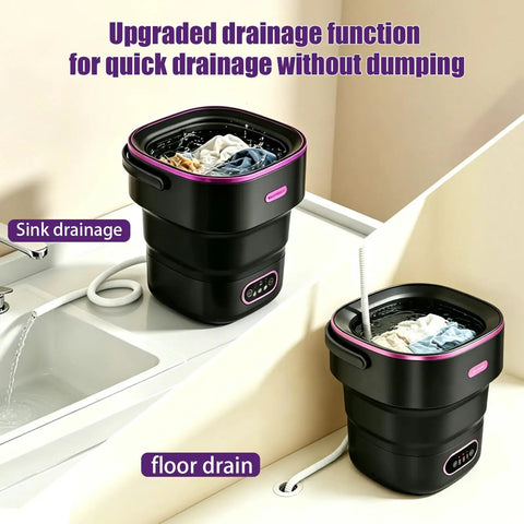 Boss Grade Portable Mini Washing Machine Foldable Layout For Apartments RVs And Dorm Rooms with upgraded drainage in use
