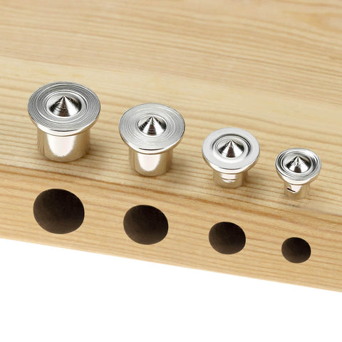 Pro Grade Dowel And Tenon Center Transfer Plugs For Woodworking, 20 Piece Chrome Steel Set In 1/4, 5/16, 3/8 And 1/2 Inch Sizes