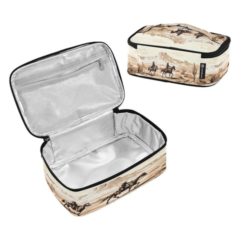 Desert Cowboys Insulated Lunch Bag With Leakproof Cooling, Reusable Portable Cooler Tote, interior view, 10x6.1x3.5 Inch