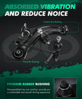 Beefed-Up 12-Piece Front Suspension Kit With Upper And Lower Control Arms, Ball Joints, Tie Rods, And Sway Bars For Acura TSX 2004-2008 And Honda Accord 2003-2007 2.4L, black rubber bushings