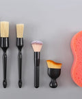 Six Piece Car Detailing Brush Set with Ultra Soft Boar Hair Detail Brushes and coral sponge, for cleaning cars and motorcycles