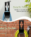 Heavy Duty Wall Mount Hose Holder For Garden Hoses, Tough As Nails Steel Hanger Reel With Wide Hooks, Fits 25Ft To 100Ft Expandable Hoses, Rustproof Outdoor Watering Organizer For Quick Access And Clean Yard mounted on wall and faucet
