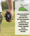 Person holding Laser Rangefinder For Golf And Hunting With 6X Magnification And Precision Distances To 1000 To 1200 Yards