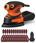 Straight Shooting Electric Detail Sander With Heavy Duty Dust Extraction And Ergonomic Palm Grip and multiple sanding pads.