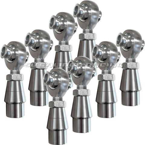 3/4 Inch Chromoly Heim Joint Kit 8 Piece Heavy Duty Suspension Assembly for UTV Rock Crawlers and Sand Rails, silver finish, detailed view