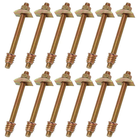 Heavy Duty Bed Frame Repair Kit 12 Piece Set M8 Steel Connectors Precision Threaded Bolts Pack of 12 Brass connectors.