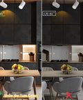 Comparison of Three Color Temp 20W H Track Lighting Heads, Dimmable No Flicker LED Fixtures CRI90 Plus vs CRI80 in kitchen
