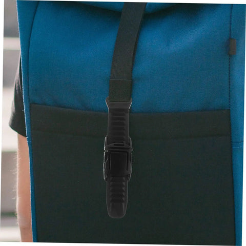 Close-up of a backpack with a 10 Sets Adjustable Backpack Buckles With Plastic Strap Clips Quick Release Replacement attached.