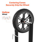 Motorcycle Wheel Balancer And Truing Stand With Adjustable Centering Cones And Truing Pointer For Sport And Dirt Bikes Fits Hollow Axle Wheels
