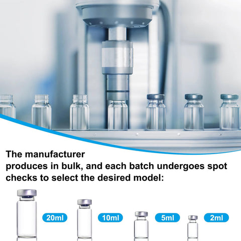 10-pack 2ml sealed glass sample vials with self-healing injection ports on a production line