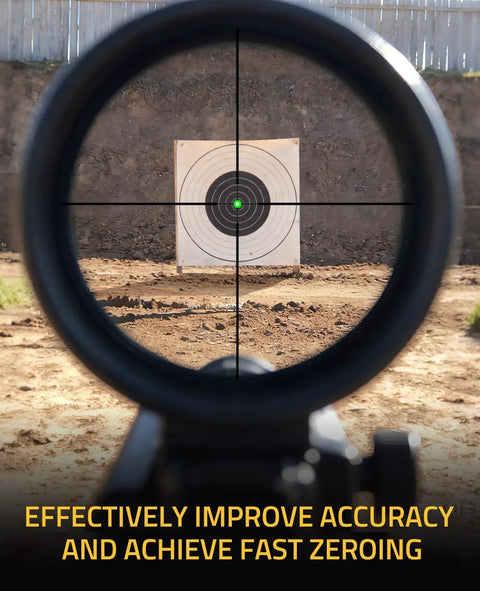 Target through scope using Rechargeable Laser Bore Sight Kit With 32 Adapters For 17 To 12 Gauge Calibers Green And Red Beam