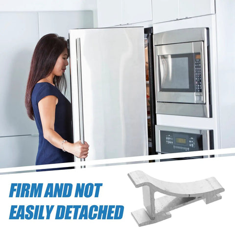 Heavy Duty Aluminum Refrigerator Shelf Clips And Freezer Shelf Hooks in use on a modern fridge, displaying firmness and durability.