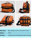 435 Piece First Aid Kit With CPR Essentials And Gauze Grab And Go Ready With Organized Compartments Bright Orange Front and Side View