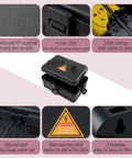 Large Outdoor Electrical Box Waterproof Weatherproof Enclosure Black For Protecting Extension Cords Plugs Sockets Timers And Power Strips Made From Heavy Duty Plastic Measures 12.5 By 8.5 By 5 Inches, black PP box with cable clamps and seal