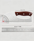 Two Piece Meat Cleaver Knife Set For Cutting Meat And Veggies Beast Mode Tough Carbon Steel Viking Style Kitchen Knives dimensions shown