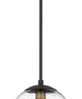 Globe Pendant Light In Black And Gold With Seeded Glass Shade Nine Point Five Inch Modern Ceiling Fixture For Kitchen Island Hallway