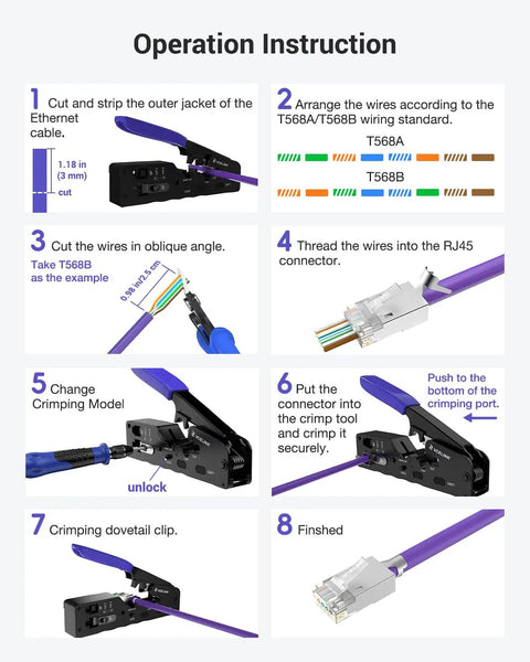 RJ45 Crimp Tool That Does It All All In One Pass Through Ethernet Crimper With Screw Adjustment Instructions