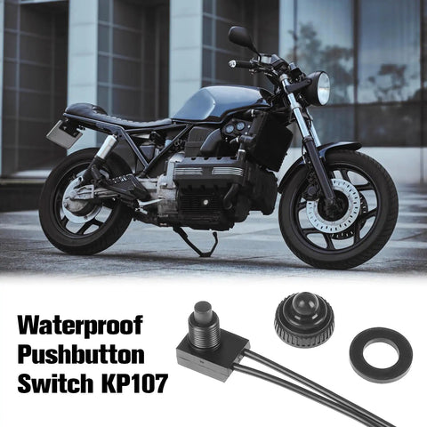 12V Waterproof Push Button Switch SPST On Off with 4.7 Inch Wires for RV Boat Car Motorcycle Truck Yacht LED Lights Bathroom Fan and DIY Mods Durable Marine Grade Switch, black