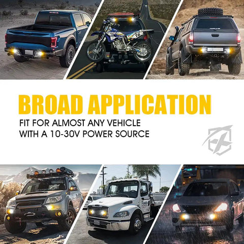 White Amber 12 LED Emergency Strobe Light Kit with Ultra Thin Flush Mount Side Marker and Grille on various vehicles