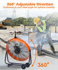 24 Inch Industrial Drum Fan With 9500 CFM High Velocity Airflow Heavy Duty 8-Blade in outdoor construction site