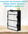 Carbon Pre Filter Replacement Set For Holmes HAPF600D Series And Bionaire Air Purifiers 3 Pack Filters And 6 Pack Carbon Pre Filters Compatible With HAPF600D HAP615 HAP650 HAP675 HAP756 HAP759 HAP8615 BAP1300 standing on wooden surface
