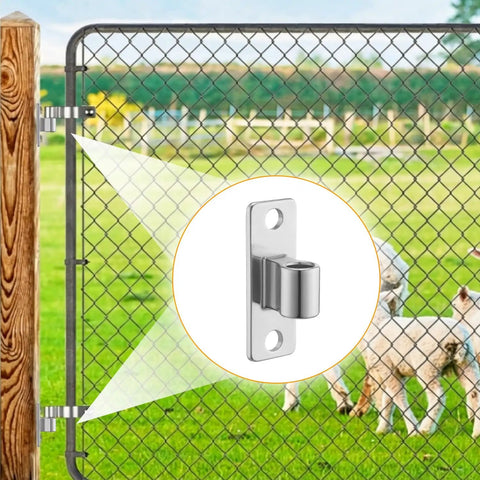 Heavy Duty Gate Hinge 4 Pack Wall Mount Female 304 Stainless Steel Built Like A Tank For Outdoor Barn Or Backyard Projects Super Solid Rust Proof 1764 Lb Capacity 3.9 Inch on a wooden fence.