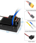 Beefy 90A Brushed Waterproof ESC With Built In 5A BEC, XT60 Plug, wiring diagram for RC crawlers, tanks, cars, boats