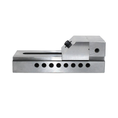 Side view of Screwless Mini Insert Vise For Toolmakers, 3 Inch Steel With 0.0002 Inch Precision Ground Surfaces, Tough V Groove Design.